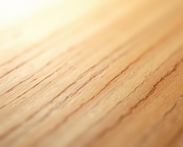 Close-up of smooth hinoki wood grain in a light-filled room.